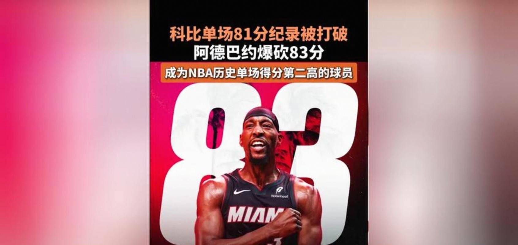 小波特：向科比&阿德巴约看齐要立志超越83分来表达对科比的尊重