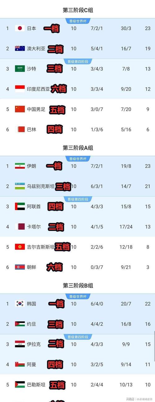 2022世界杯亚洲区预选12强积分榜，世界杯2022亚洲预选赛12强赛积分榜